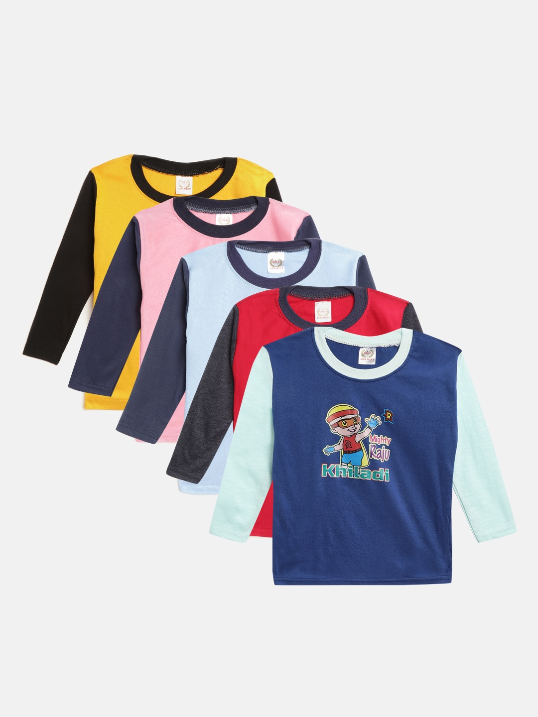 

MANZON Kids Pack of 5 Humour Comic Print Round Neck Pure Cotton T-shirts, Multi