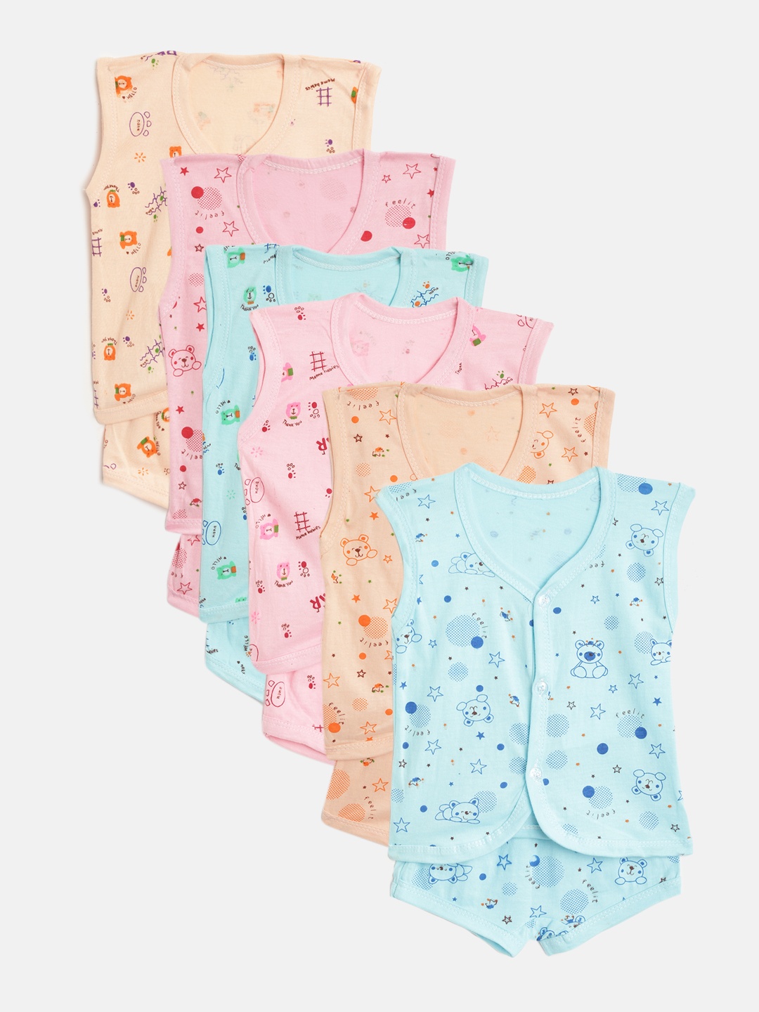 

MANZON Kids Pack of 6 Printed Clothing Sets, Blue