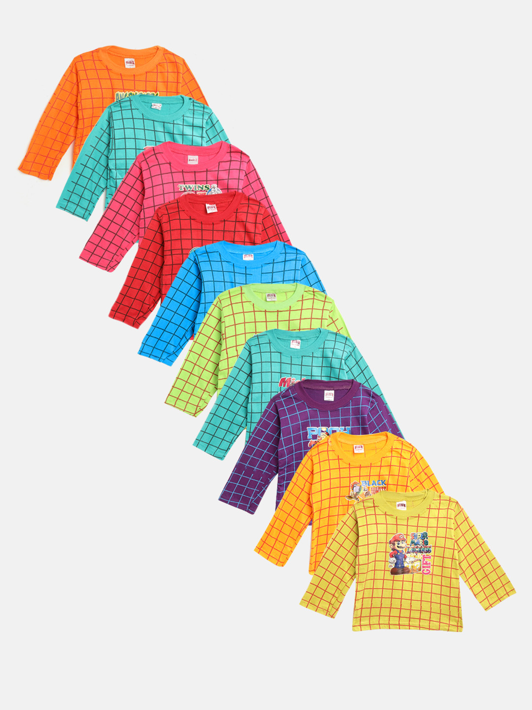 

MANZON Kids Pack of 10 Printed Pure Cotton T-shirts, Multi