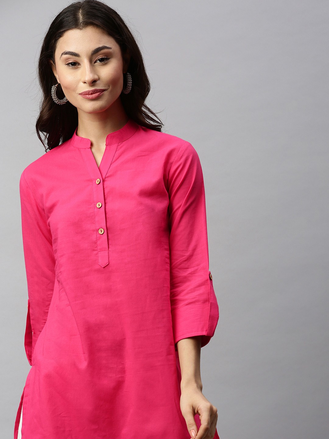 

Aprique FAB Women Pink Solid Pure Cotton Straight Kurti