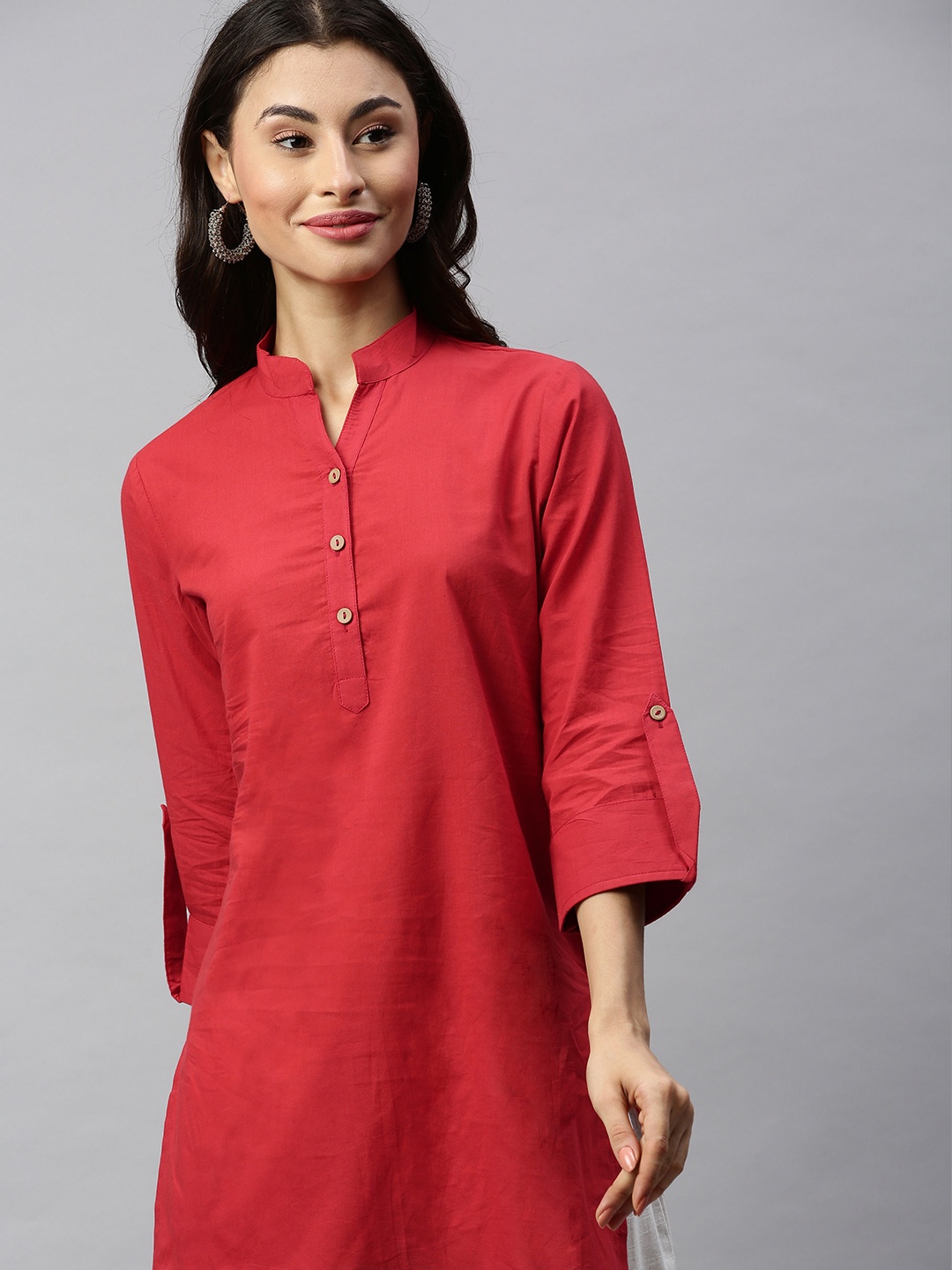 

Aprique FAB Women Red Solid Pure Cotton Straight Kurti