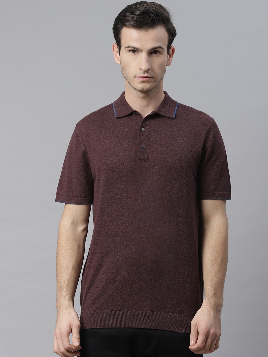 

Marks & Spencer Men Burgundy Solid Polo Collar T-shirt