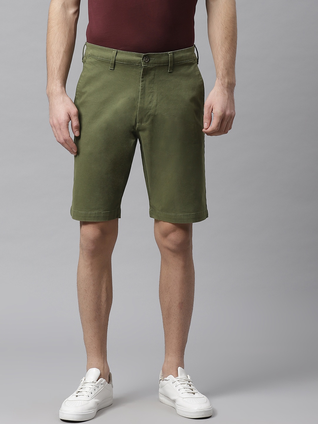

Marks & Spencer Men Olive Green Solid Regular Fit Chino Shorts