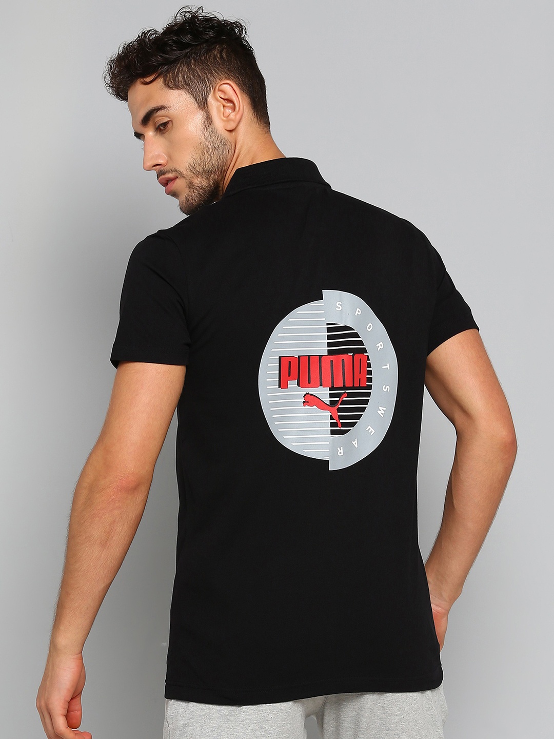 

Puma Men Black Brand Logo Printed T-shirt