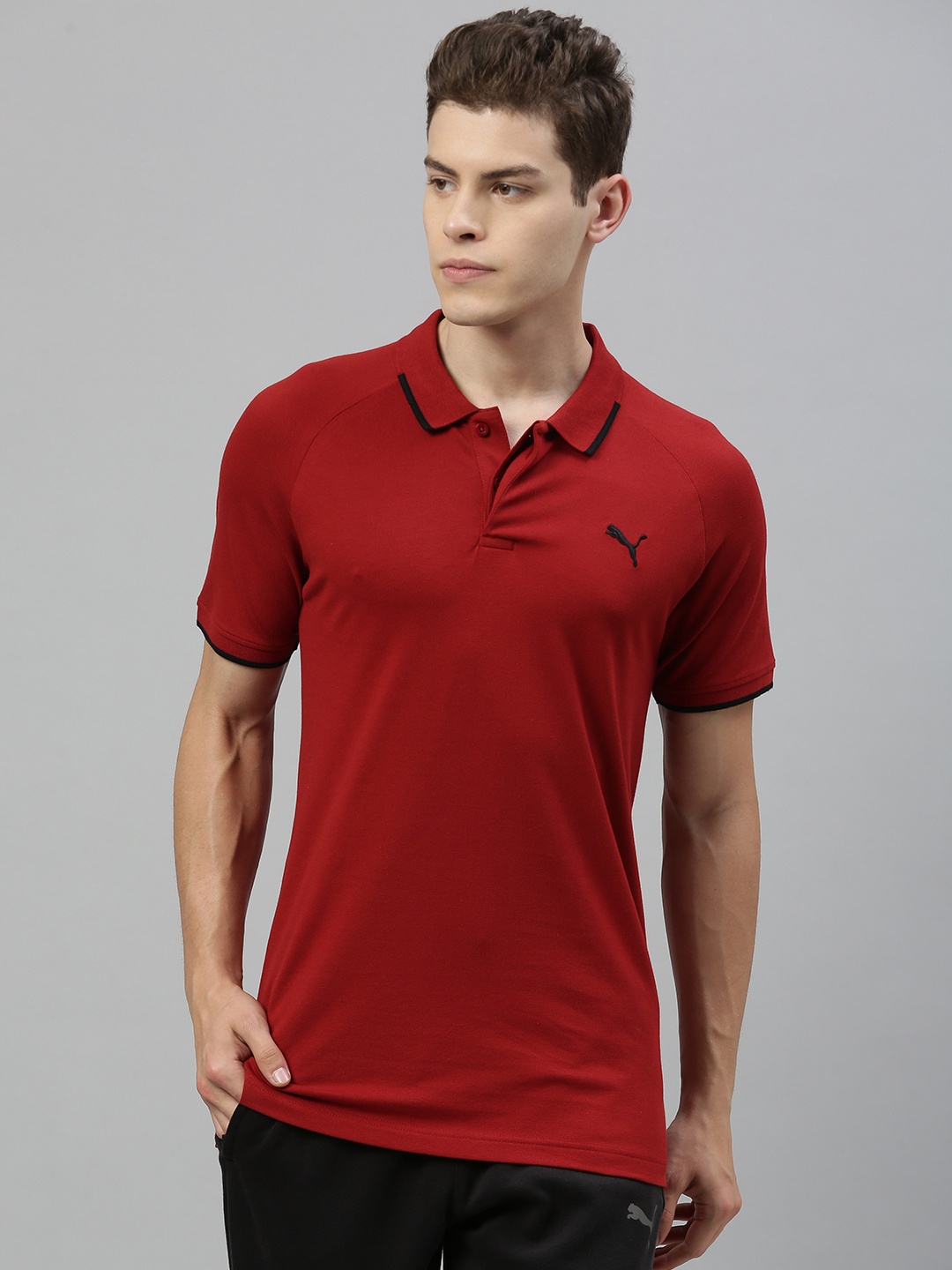 

Puma Men Red Solid Polo Collar T-shirt