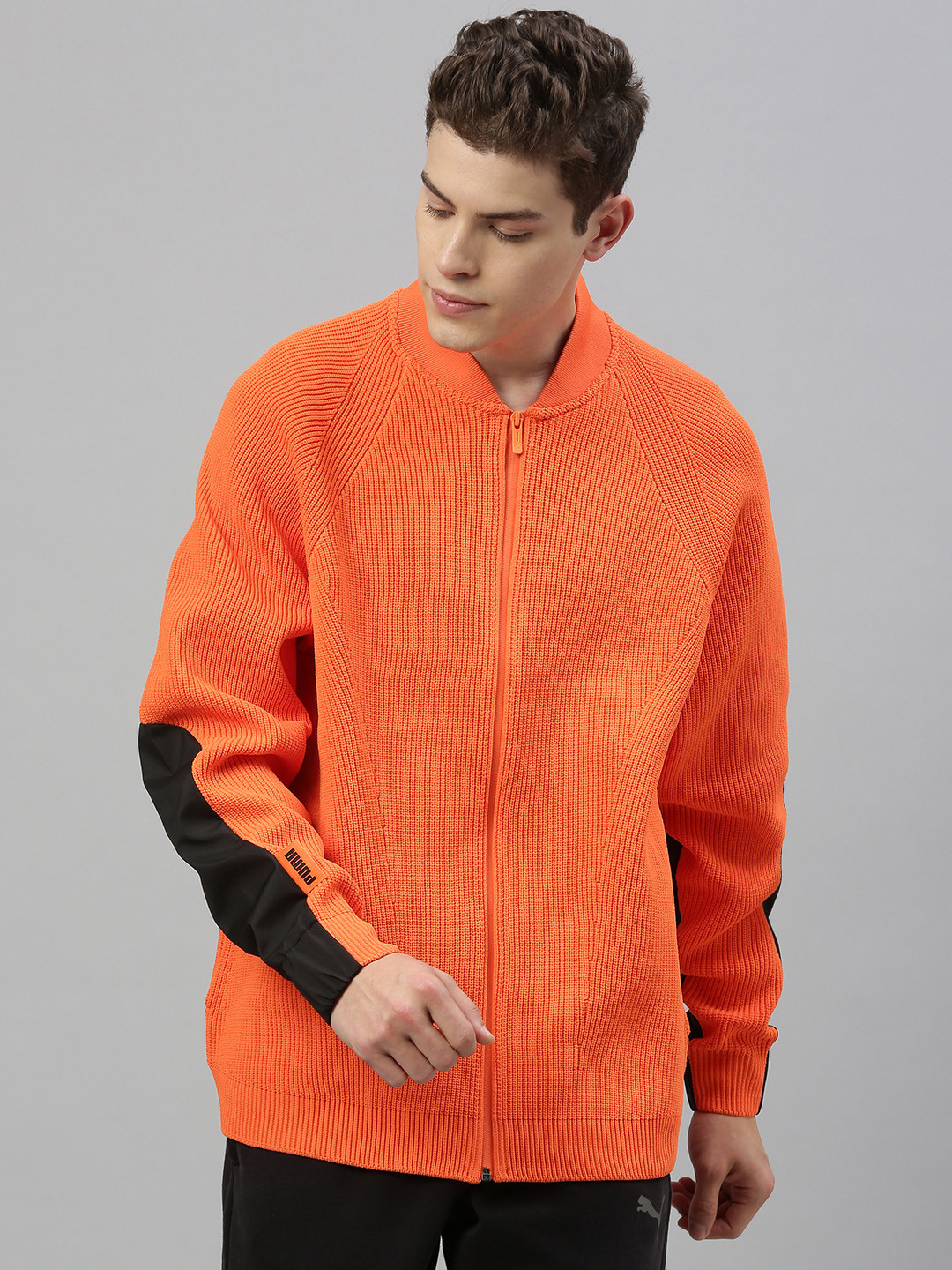 

Puma Men Orange Relaxed Fit Solid CSM Chunky Evo Knit Ribbed Sweatshirt