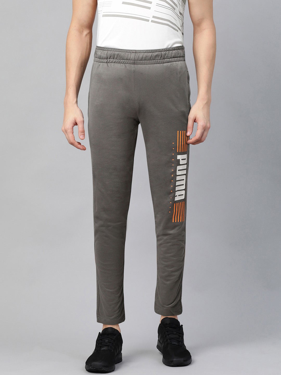 

Puma Men Grey & White Printed Straight Fit Sports 1948 Track Pants