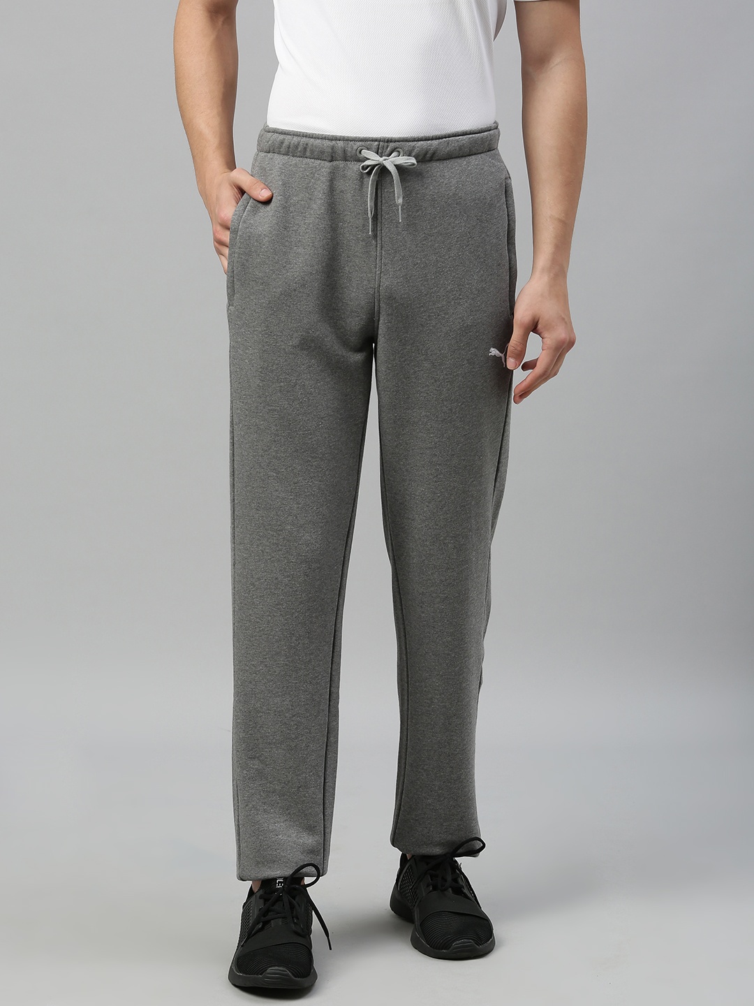 

Puma Men Grey Solid Zippered Terry Straight Fit Track Pants