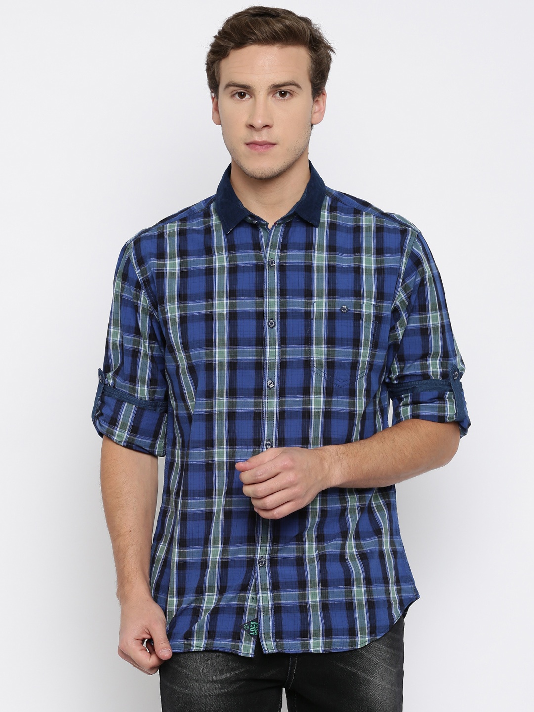 

Locomotive Navy Checked Casual Shirt, Navy blue