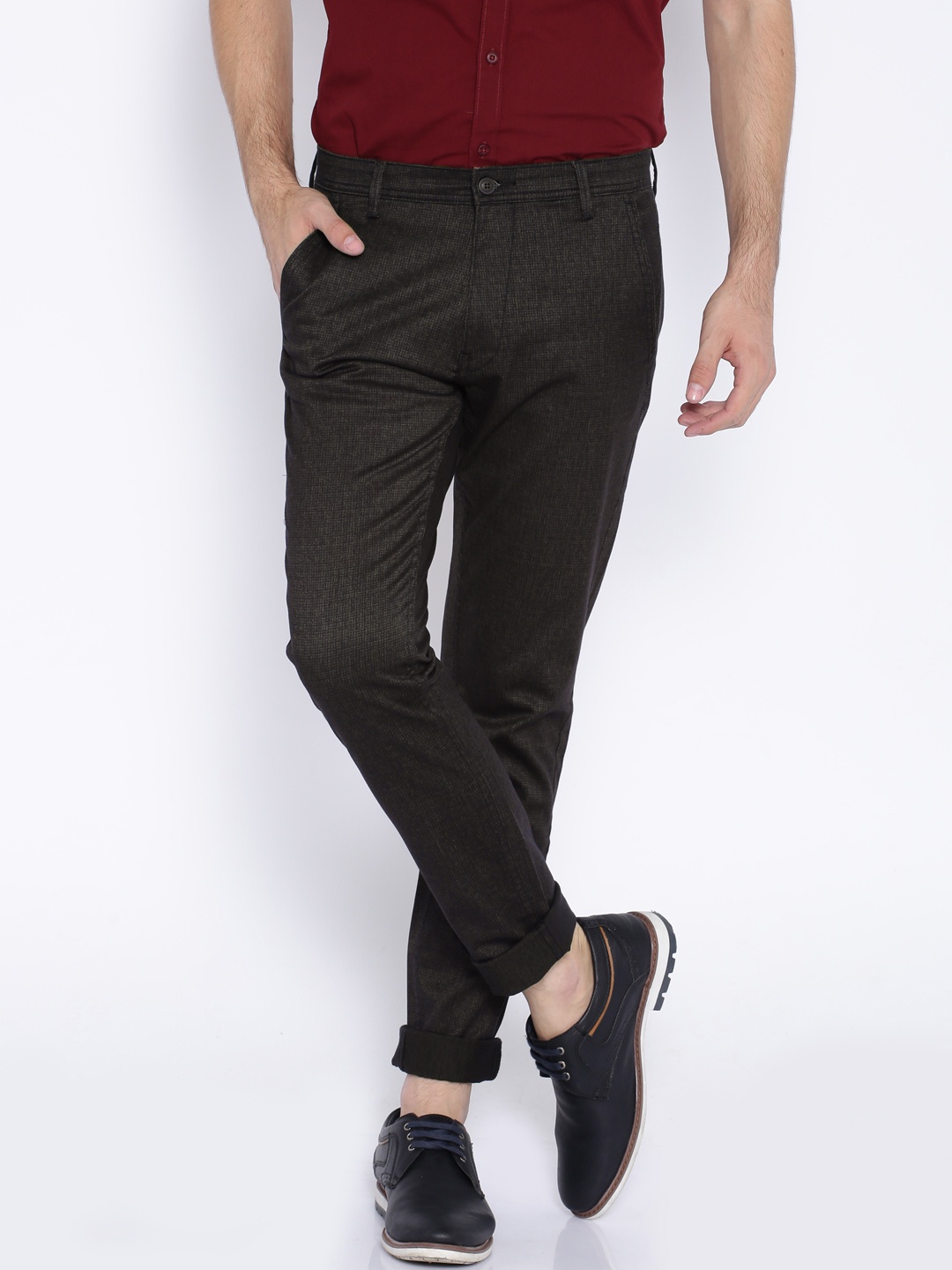 

Locomotive Brown Printed Super Slim Fit Casual Trousers