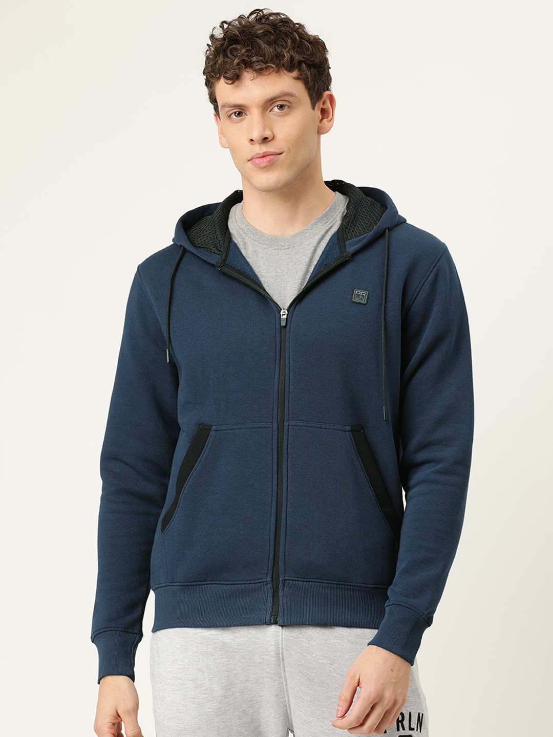 

Proline Active Men Navy Blue Solid Hooded Sweatshirt