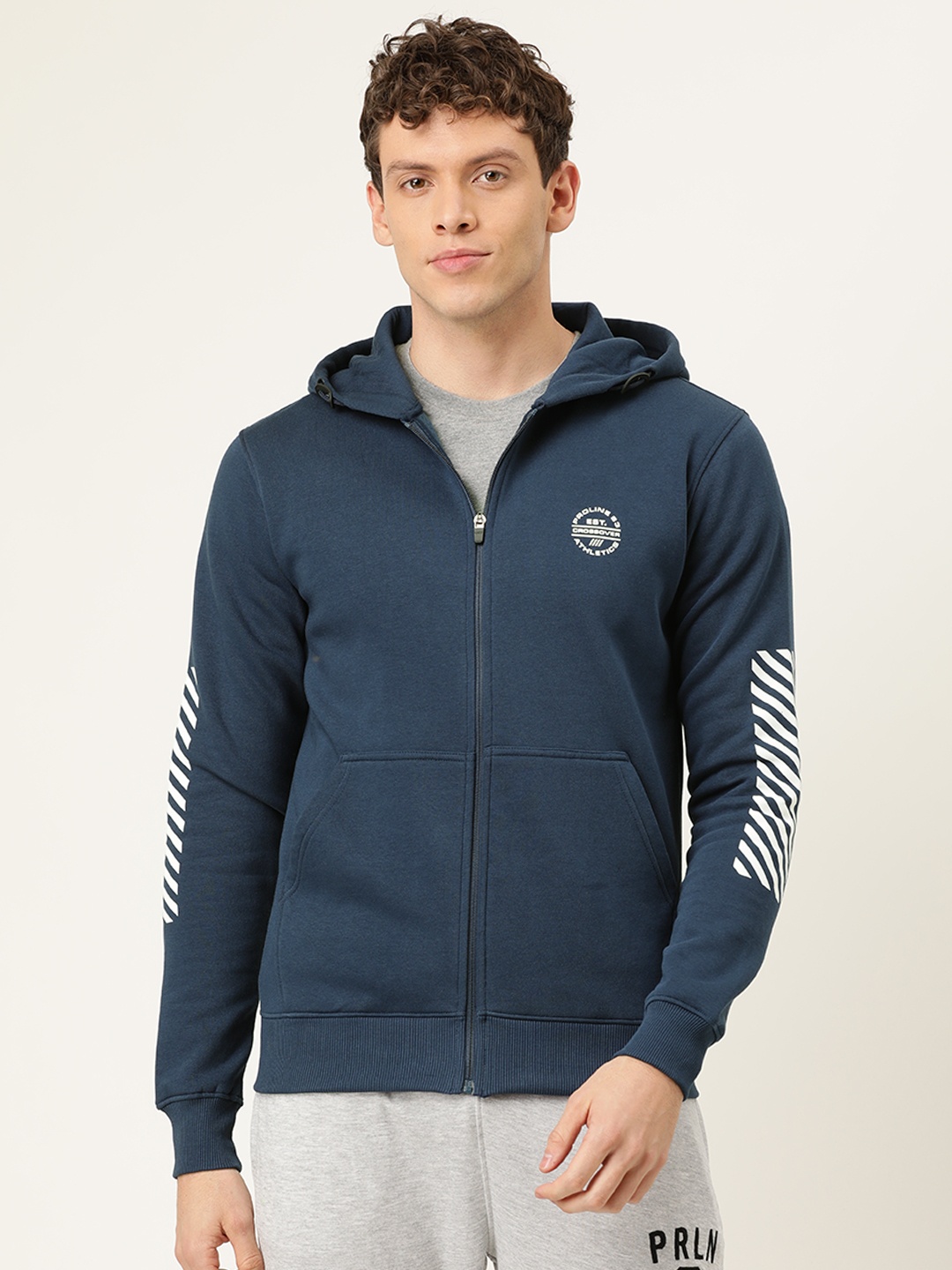 

Proline Active Men Teal Blue Solid Hooded Sweatshirt