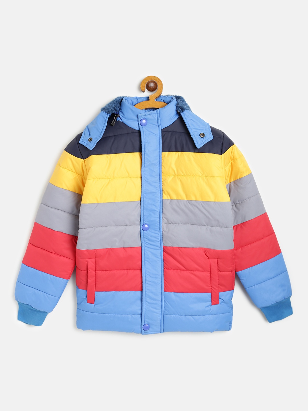 

AD & AV Boys Multicoloured Colourblocked Padded Jacket with Detachable Hood, Multi