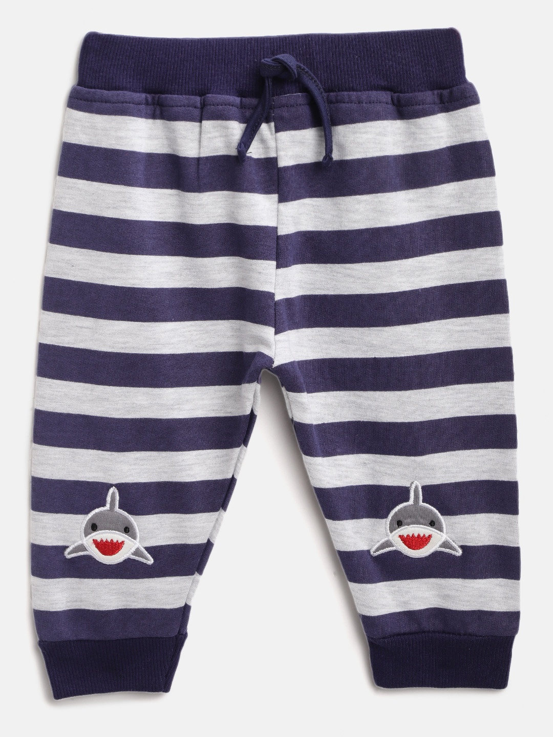

Moms Love Boys Navy & Grey Melange Striped Lounge Joggers, Navy blue