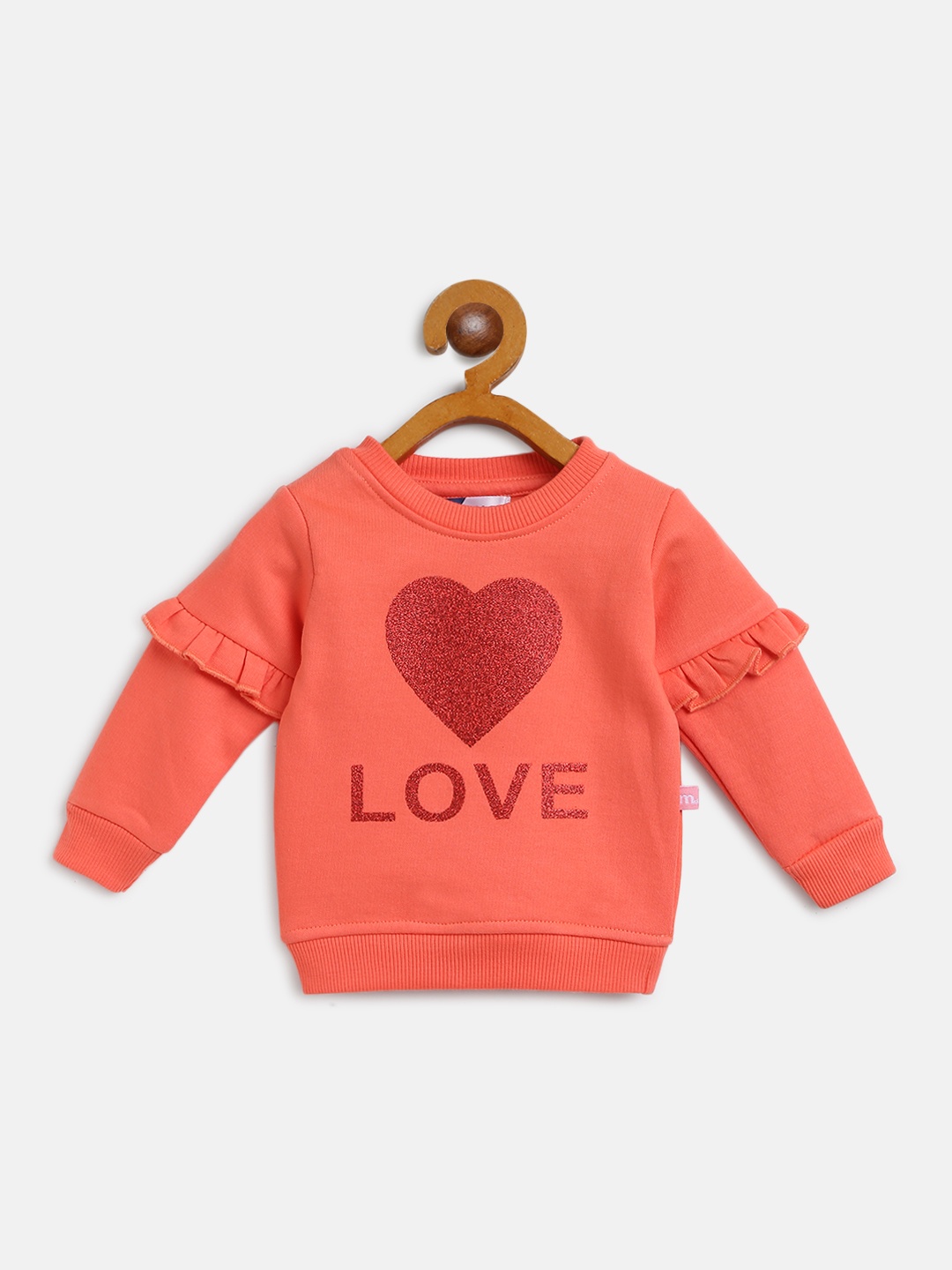 

Moms Love Girls Coral Red Glitter Love Print Sweatshirt