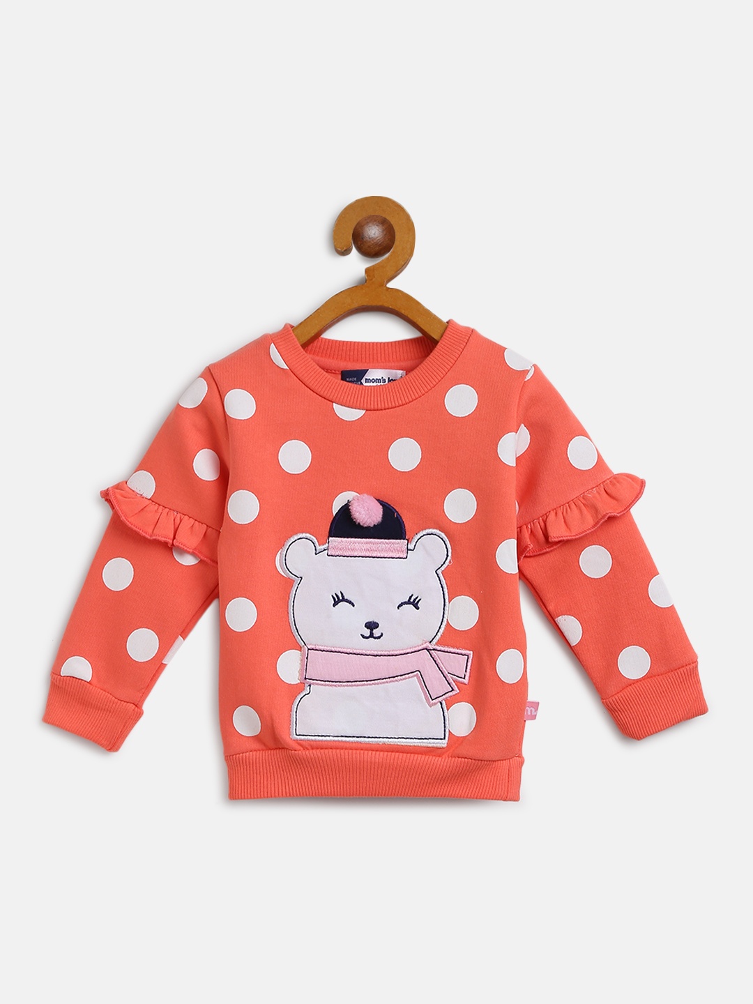 

Moms Love Girls Coral Red & White Polka Dot Print Sweatshirt