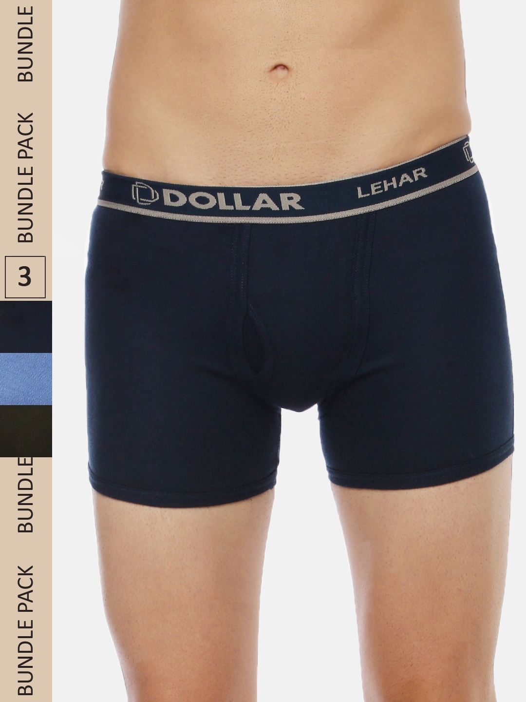 

Dollar Men Pack of 3 Lehar Combed Cotton Trunks MLHTR-02-PO3, Assorted