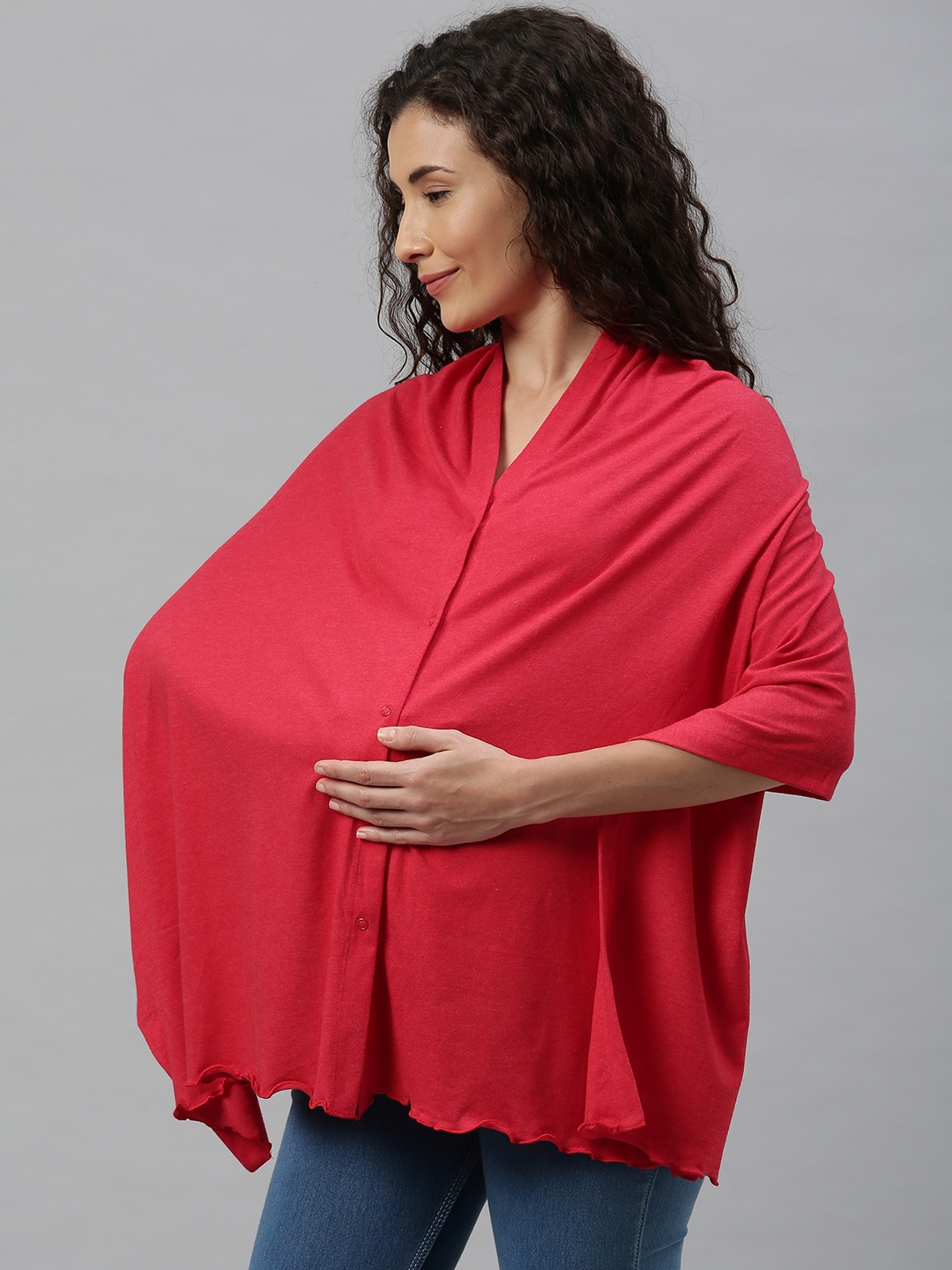 

Nejo Red Solid Dupatta Cum Nursing Wrapper