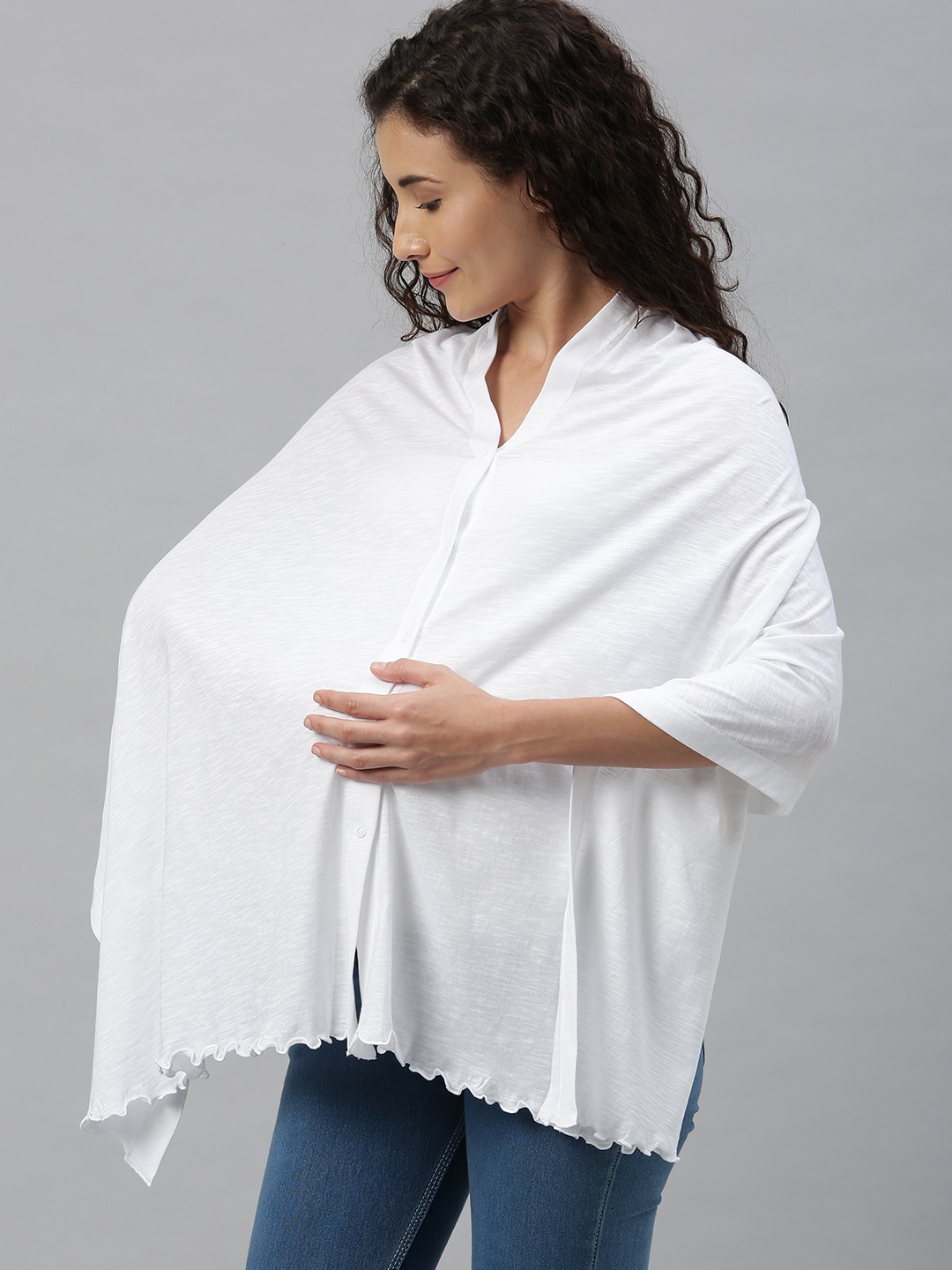 

Nejo White Solid Cotton Dupatta Cum Nursing Wrapper