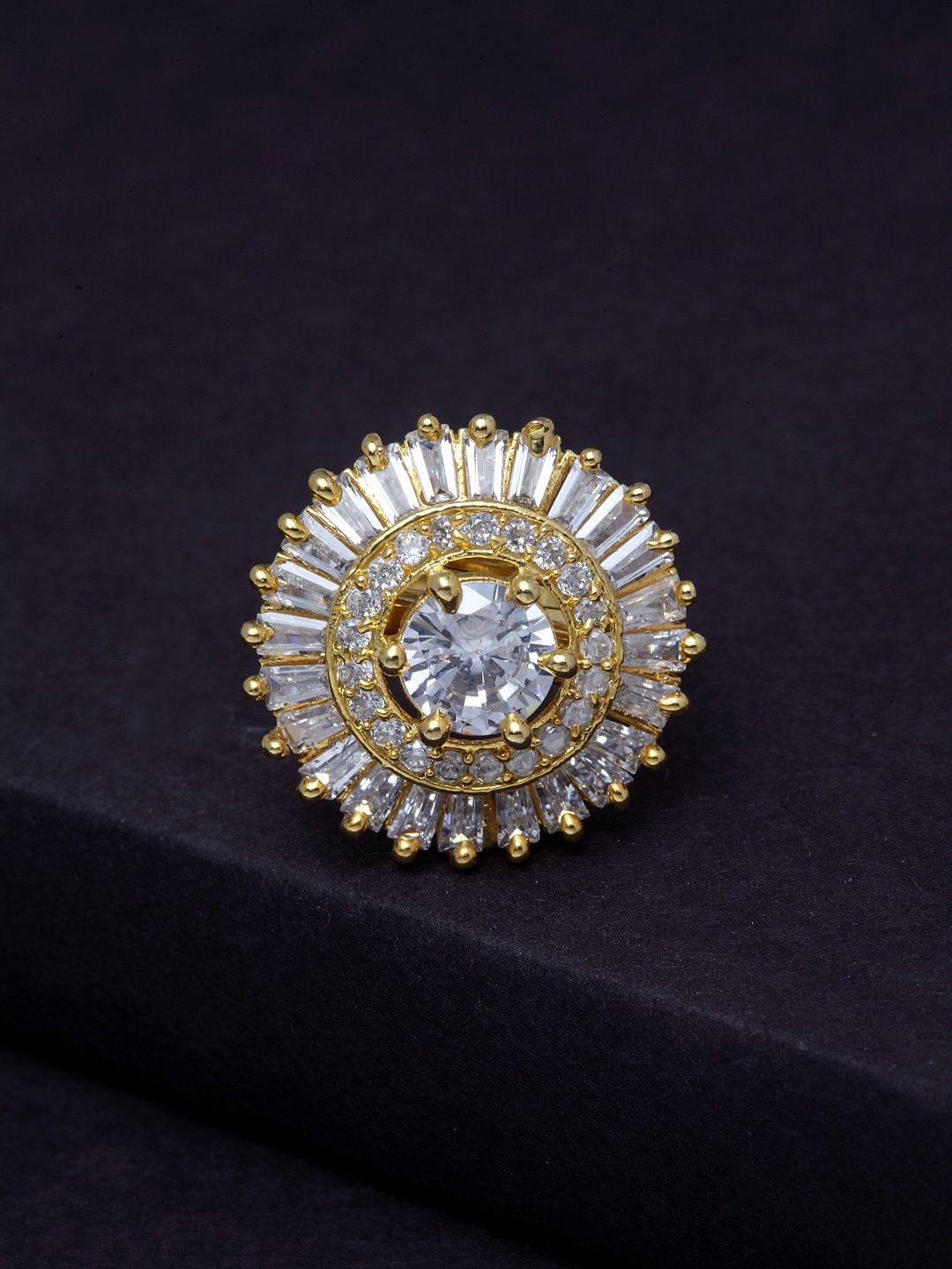 

PANASH Gold-Plated & White AD-Studded Handcrafted Finger Ring