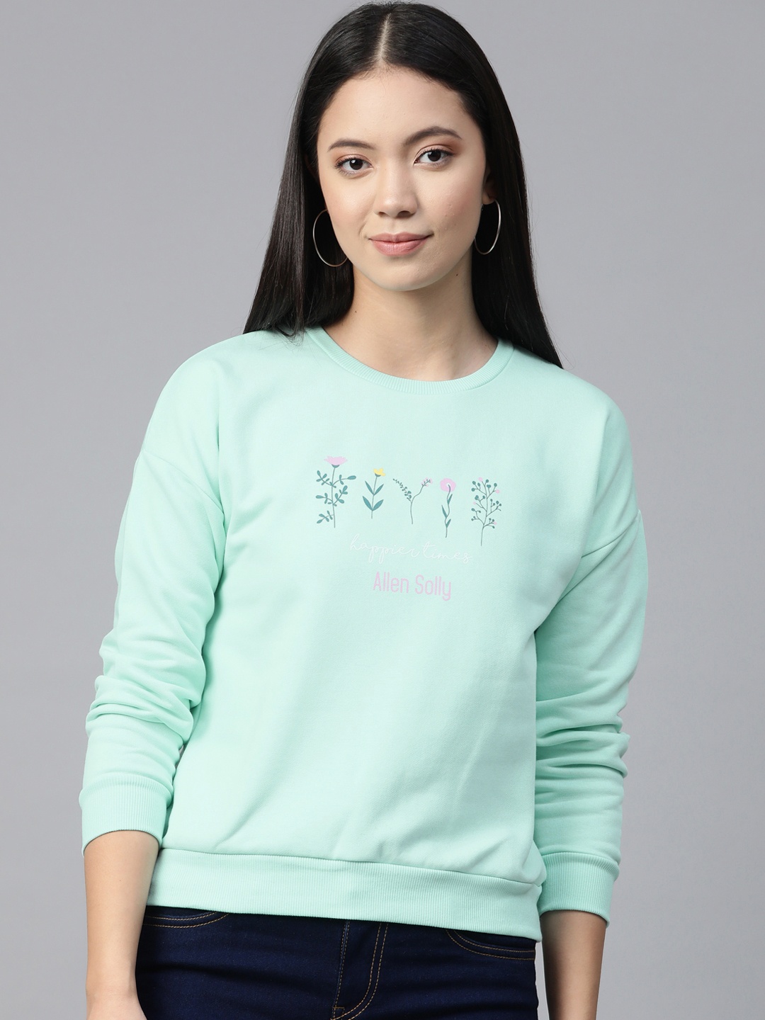 

Allen Solly Woman Women Sea Green Solid Sweatshirt