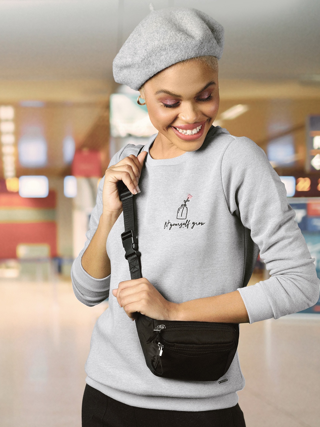 

Allen Solly Woman Women Grey Melange Solid Sweatshirt