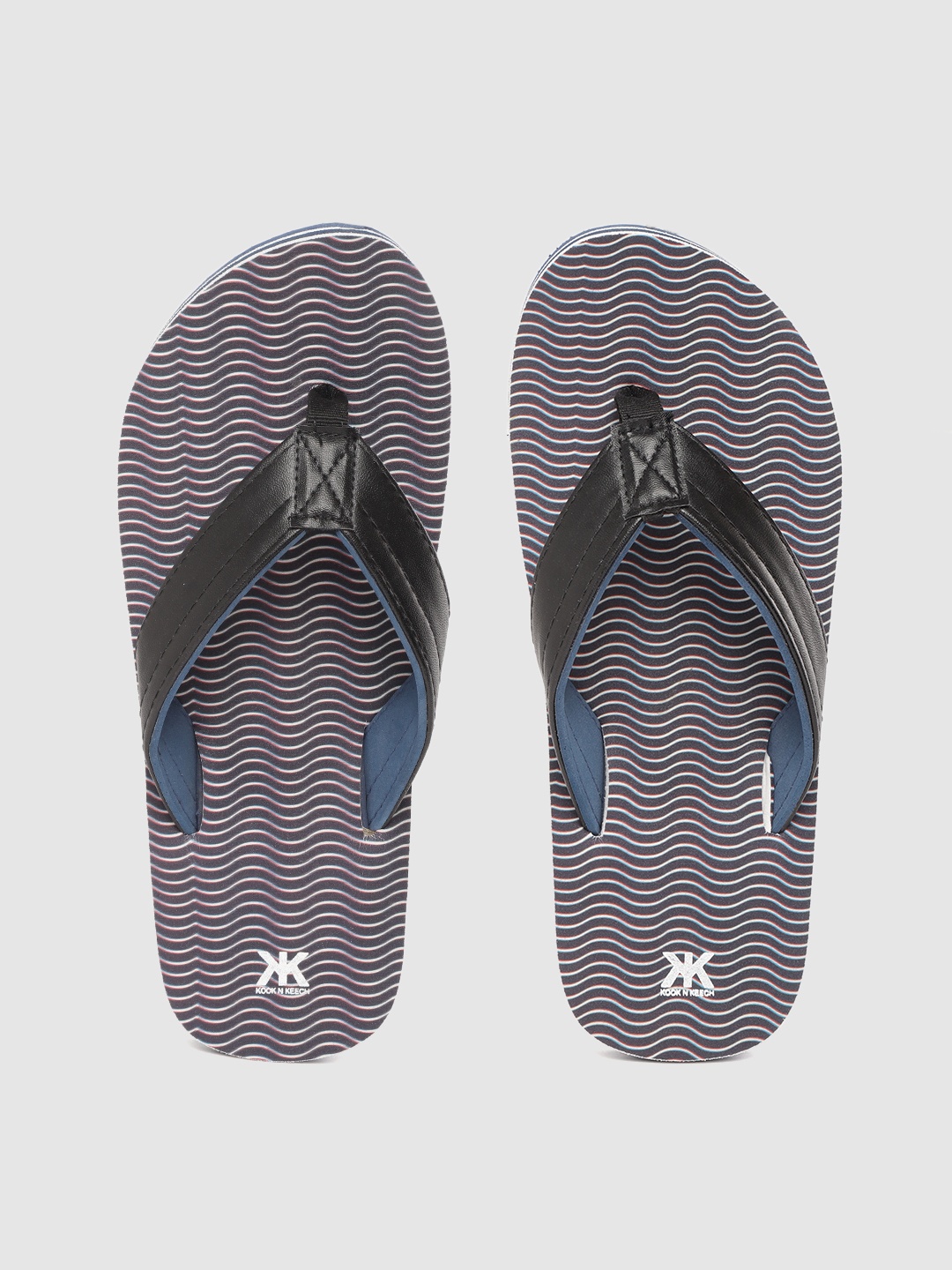 

Kook N Keech Men Black & Navy Blue Printed Thong Flip-Flops