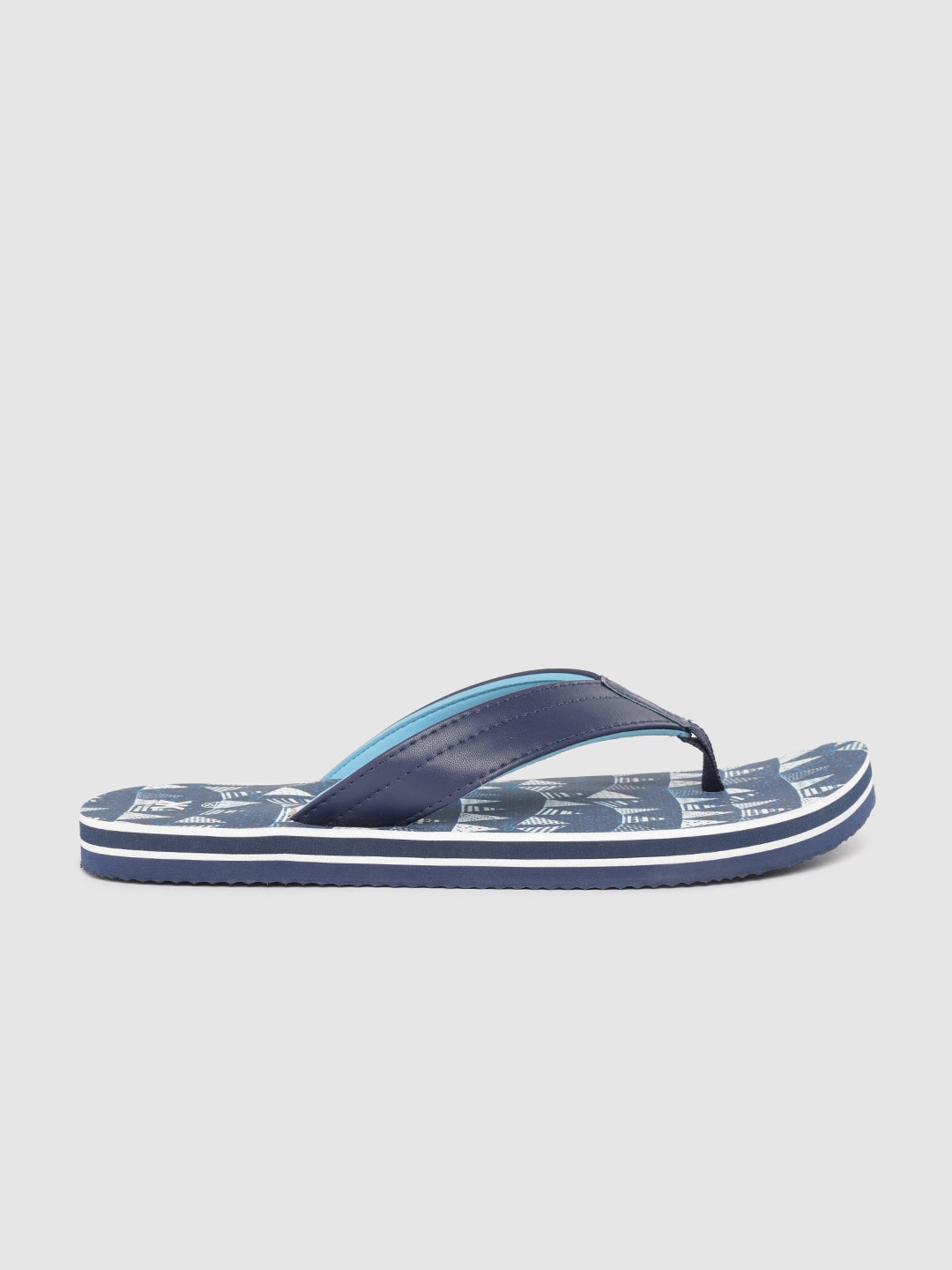 

Kook N Keech Men Blue & White Geometric Print Thong Flip-Flops