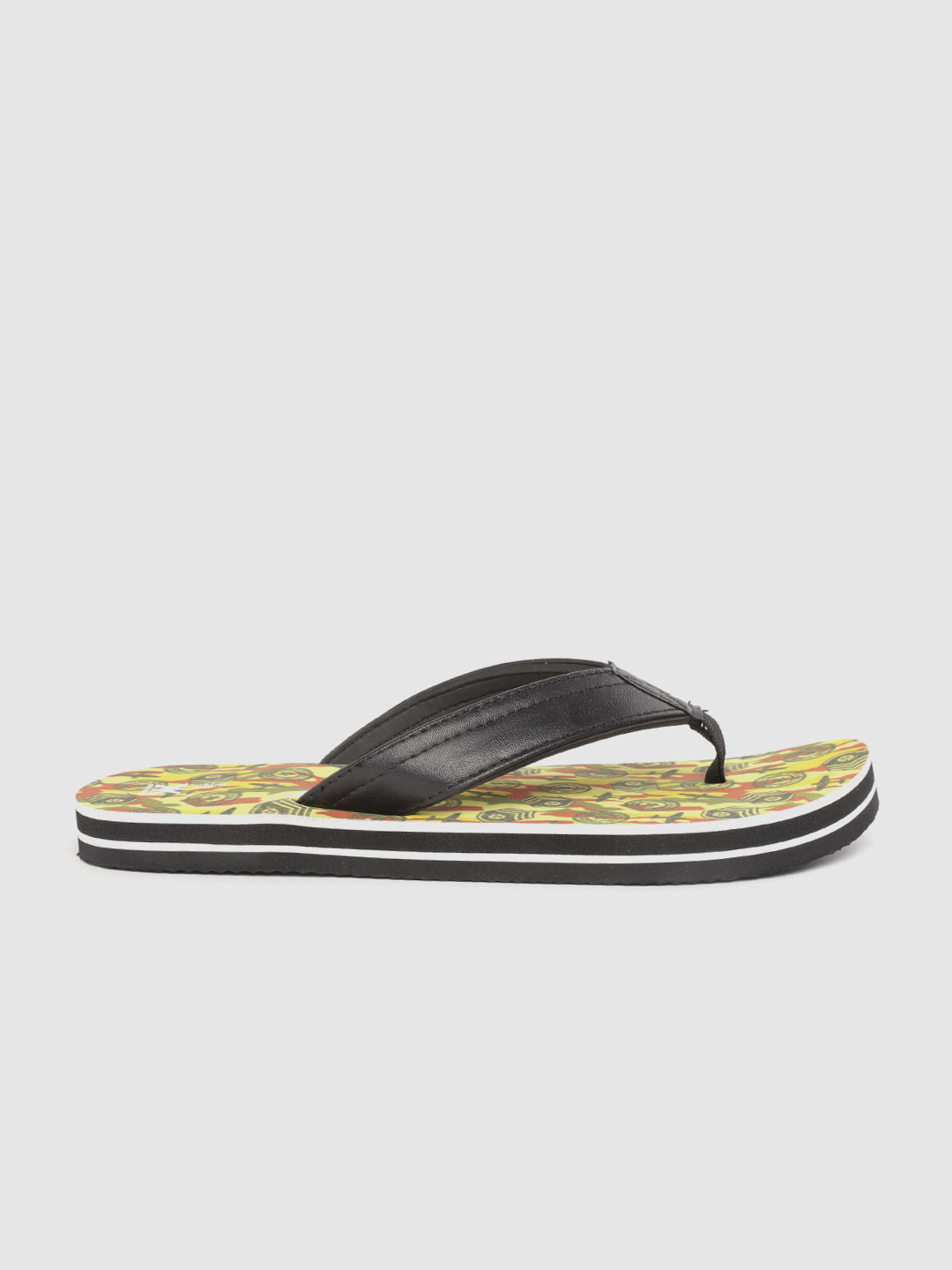 

Kook N Keech Men Black & Yellow Aeroplane Print Thong Flip-Flops
