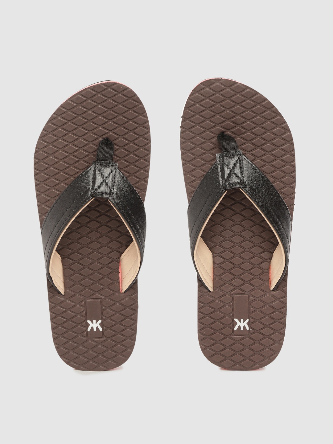 

Kook N Keech Men Black & Coffee Brown Textured Thong Flip-Flops