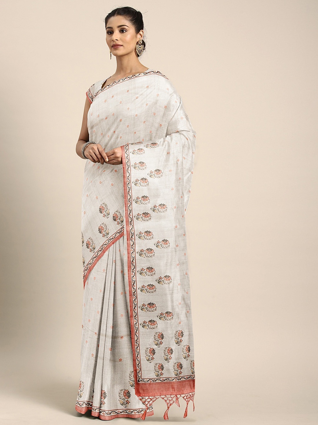 

Neerus Beige Woven Design Art Silk Saree