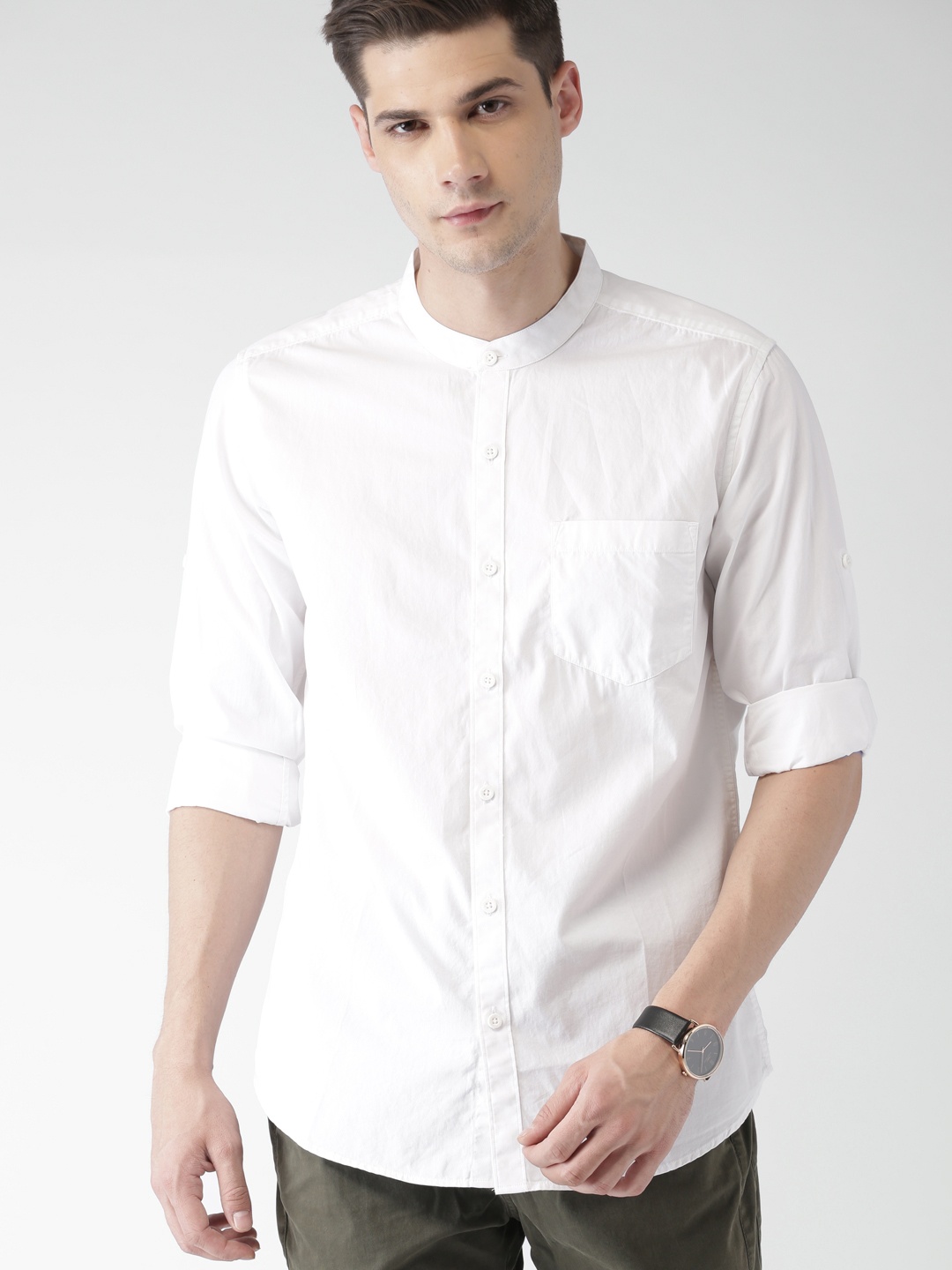 

Highlander White Slim Fit Casual Shirt