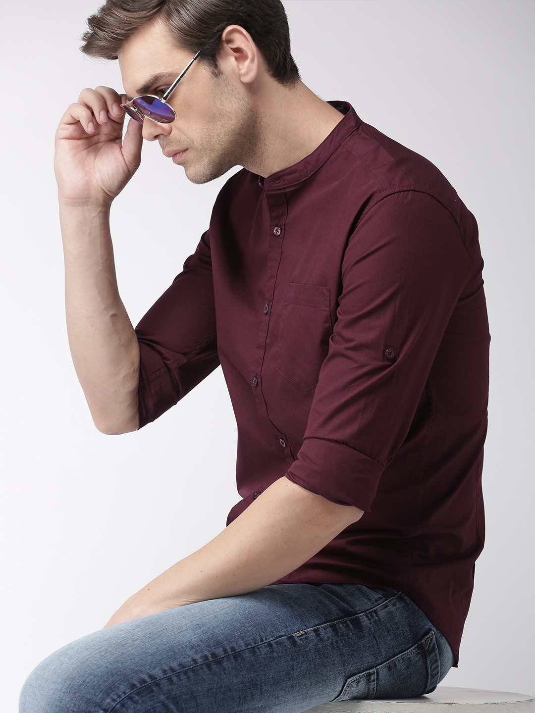 

Highlander Maroon Slim Fit Casual Shirt