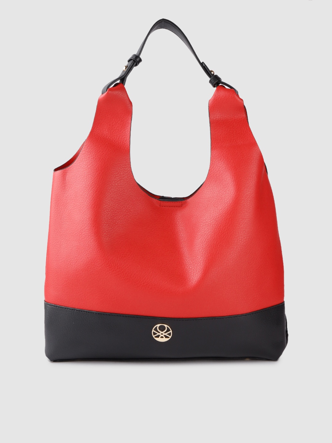 

United Colors of Benetton Red & Black Colourblocked Shoulder Bag