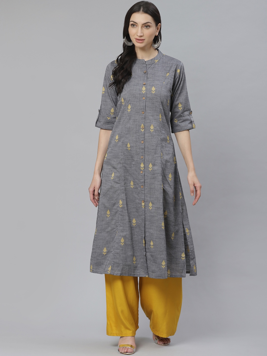 

Cayman Women Grey Embroidered A-Line Kurta