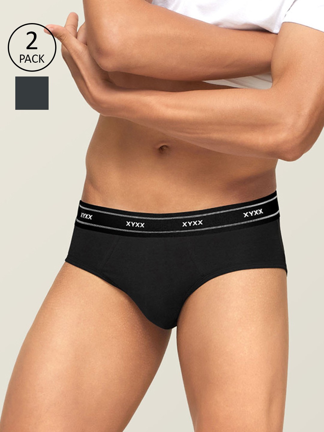 

XYXX Men IntelliFresh Antibacterial Bamboo Cotton Pack of 2 Apollo Sustainable Briefs PCKN369, Black