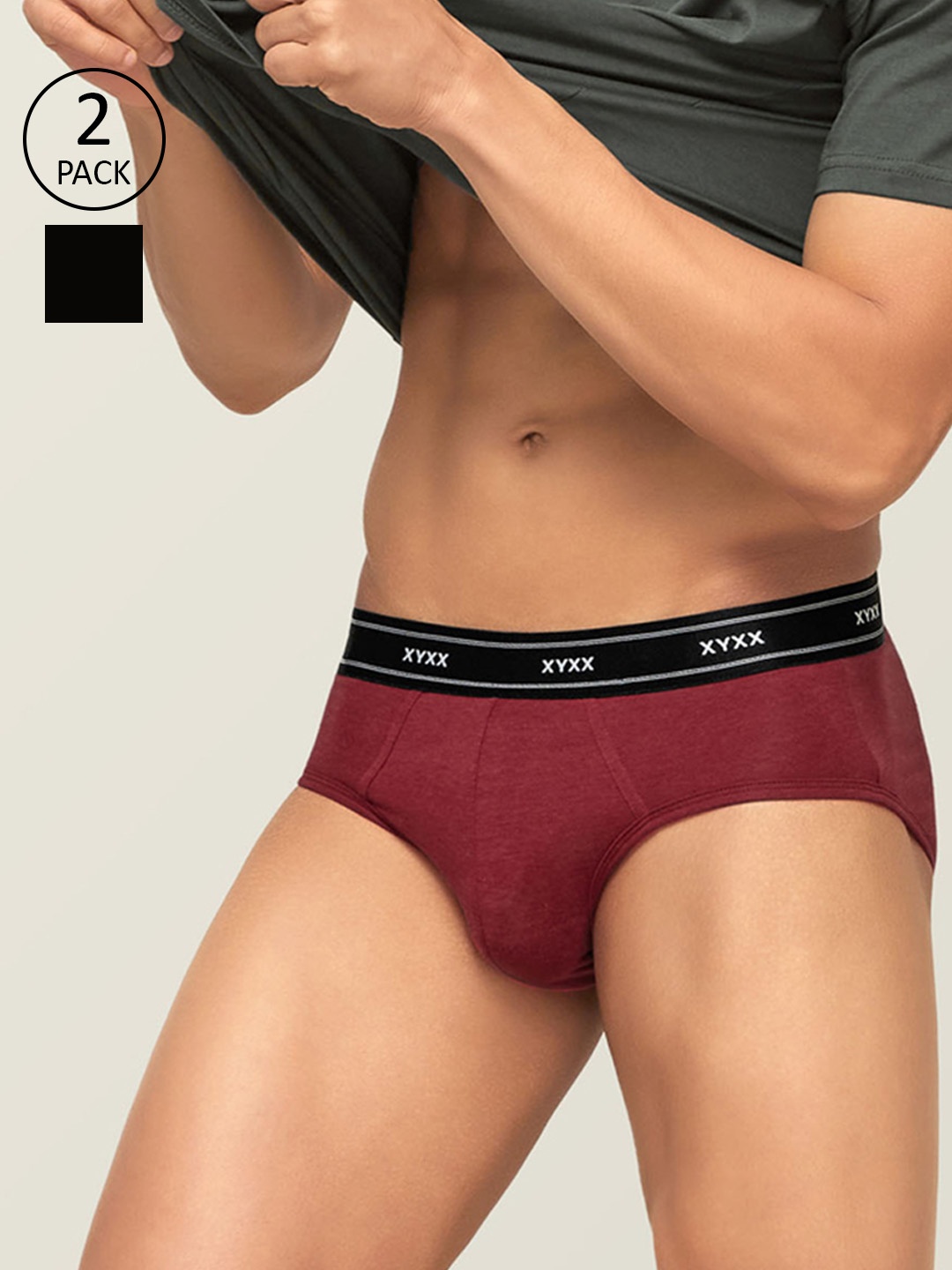 

XYXX Men IntelliFresh Antibacterial Bamboo Cotton Pack of 2 Apollo Sustainable Briefs PCKN362, Red