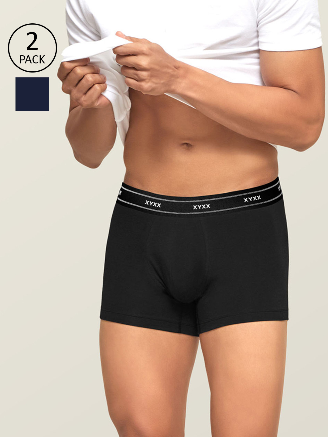 

XYXX Men IntelliFresh Antibacterial Bamboo Cotton Pack of 2 Apollo Sustainable Trunks PCKN318, Navy blue
