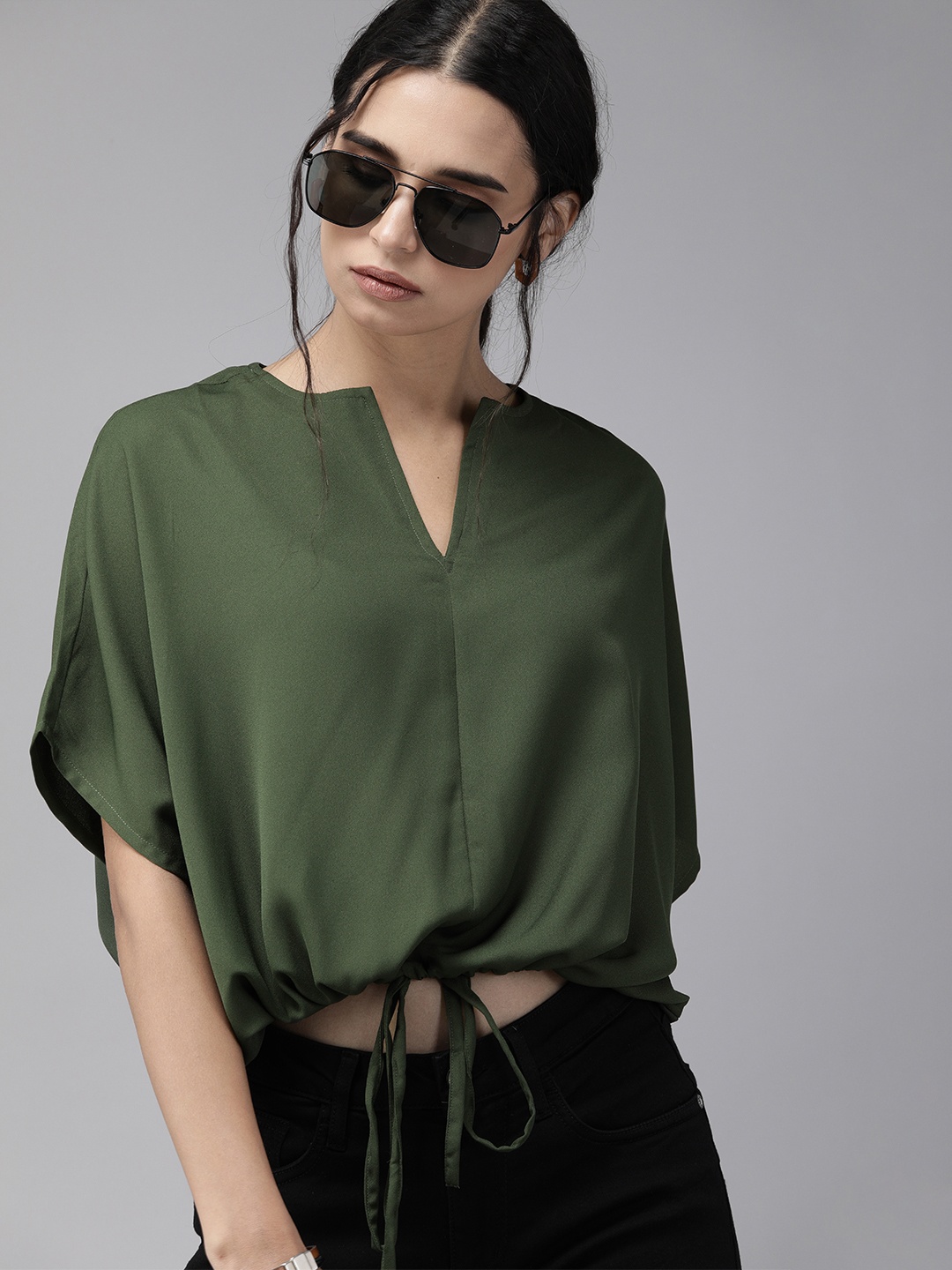 

Roadster Women Green Sustainable Recycled Poly Blouson Top