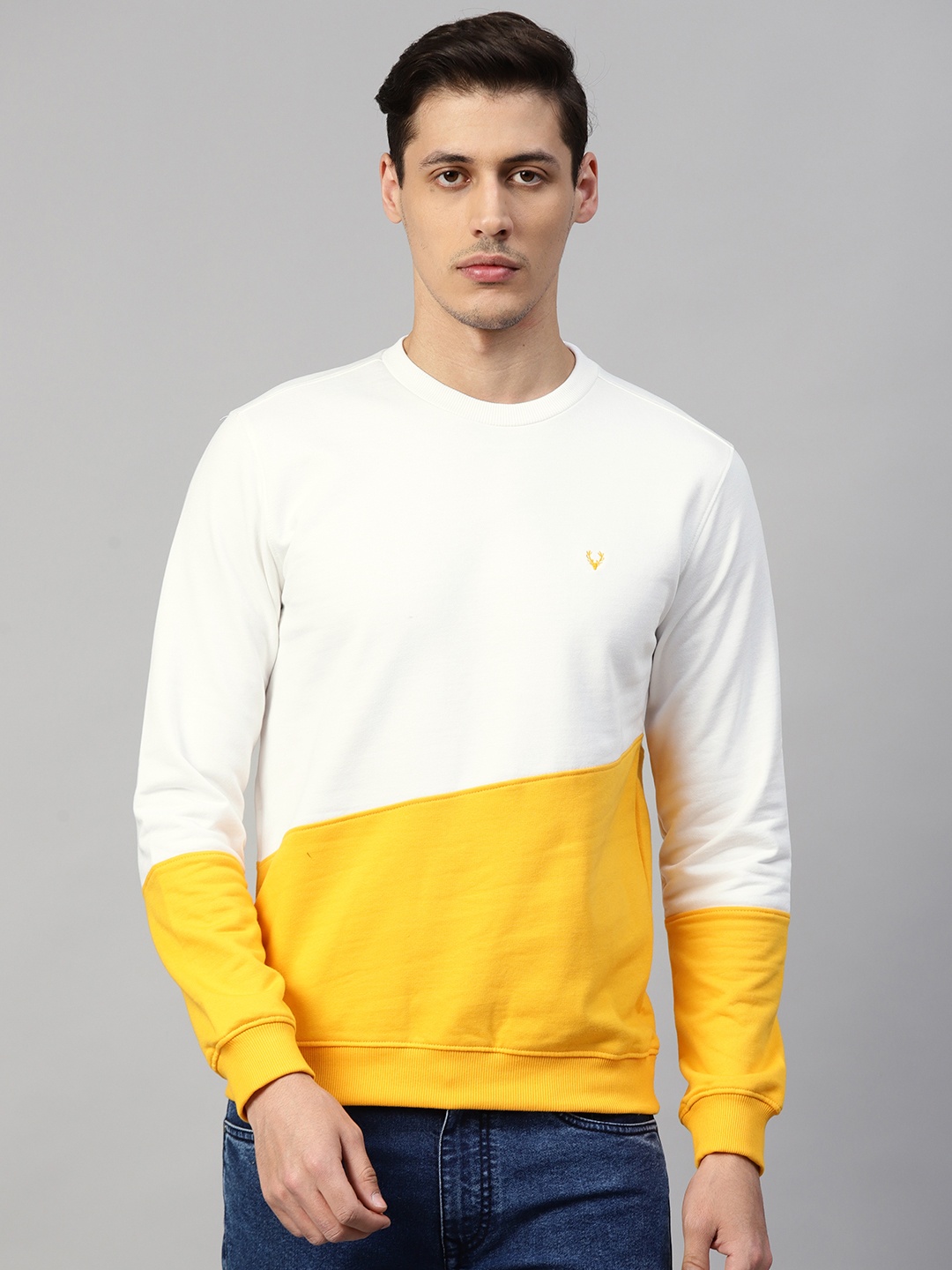 

Allen Solly Men White & Yellow Colourblocked Sweatshirt