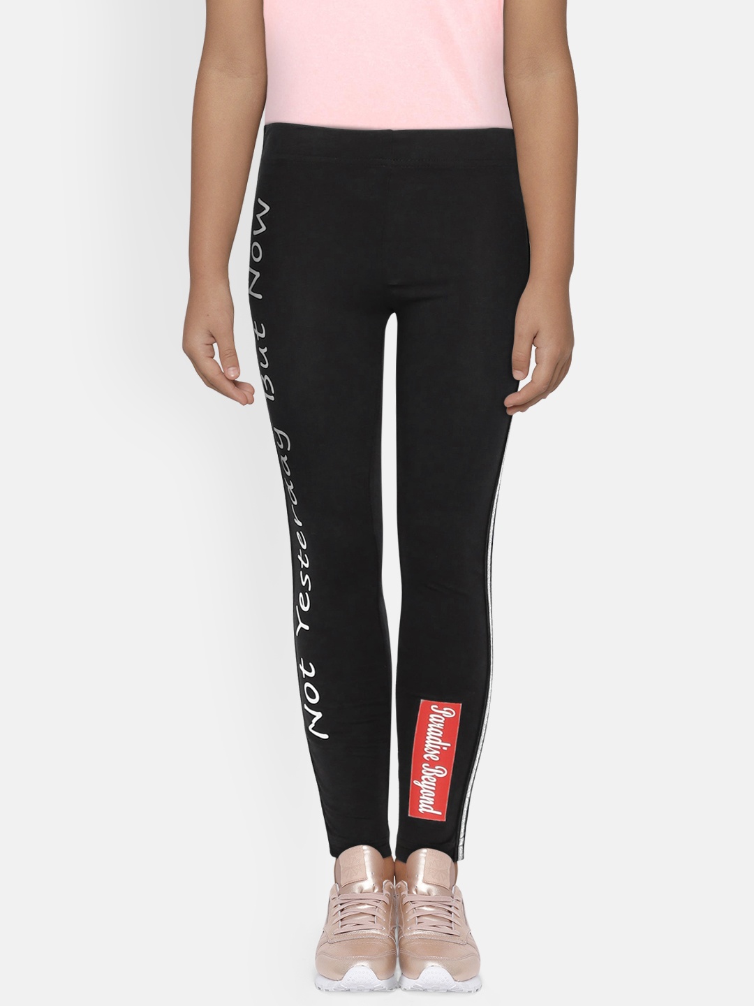 

UNDER FOURTEEN ONLY Girls Black Printed Leggings