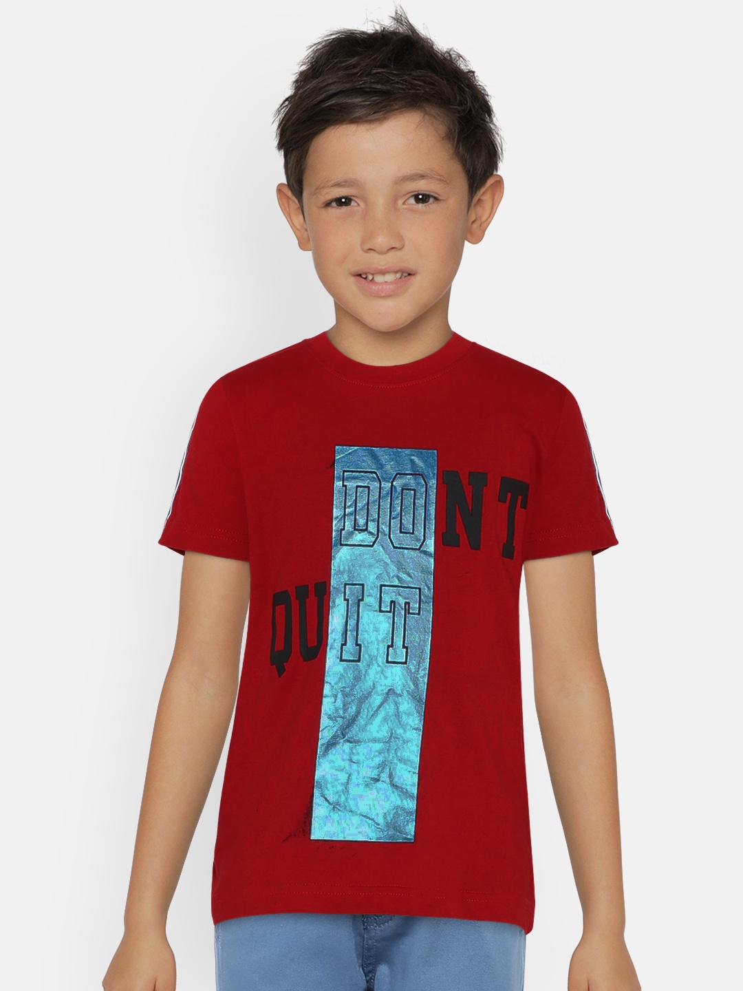 

UNDER FOURTEEN ONLY Boys Red Printed Round Neck T-shirt