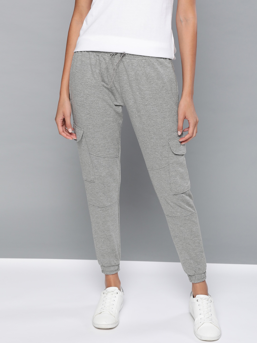 

Mast & Harbour Women Grey Melange Solid Joggers