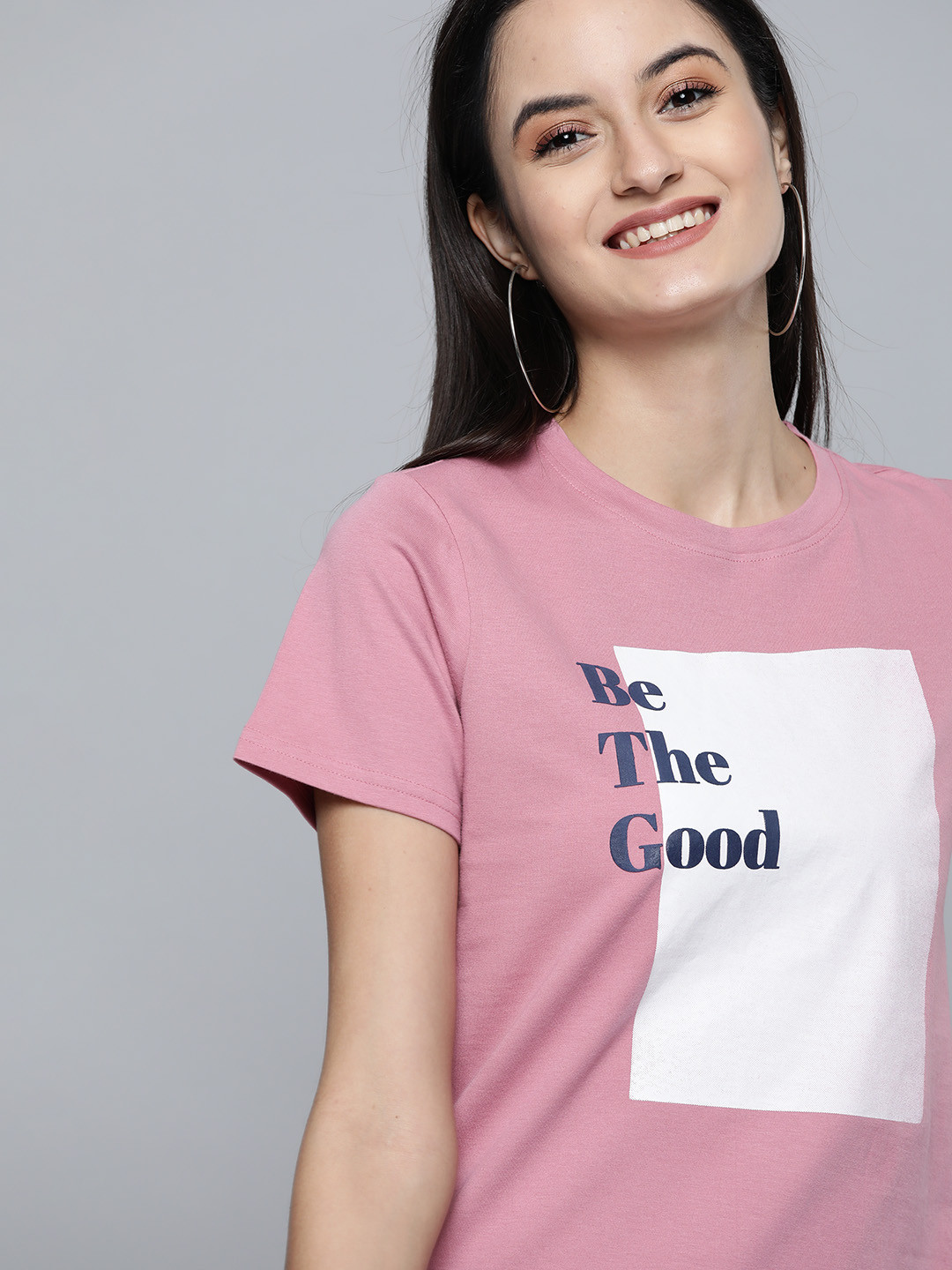 

Mast & Harbour Women Pink Printed Round Neck T-shirt