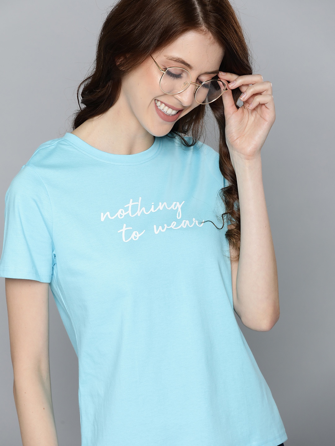 

Mast & Harbour Women Blue Printed Round Neck T-shirt
