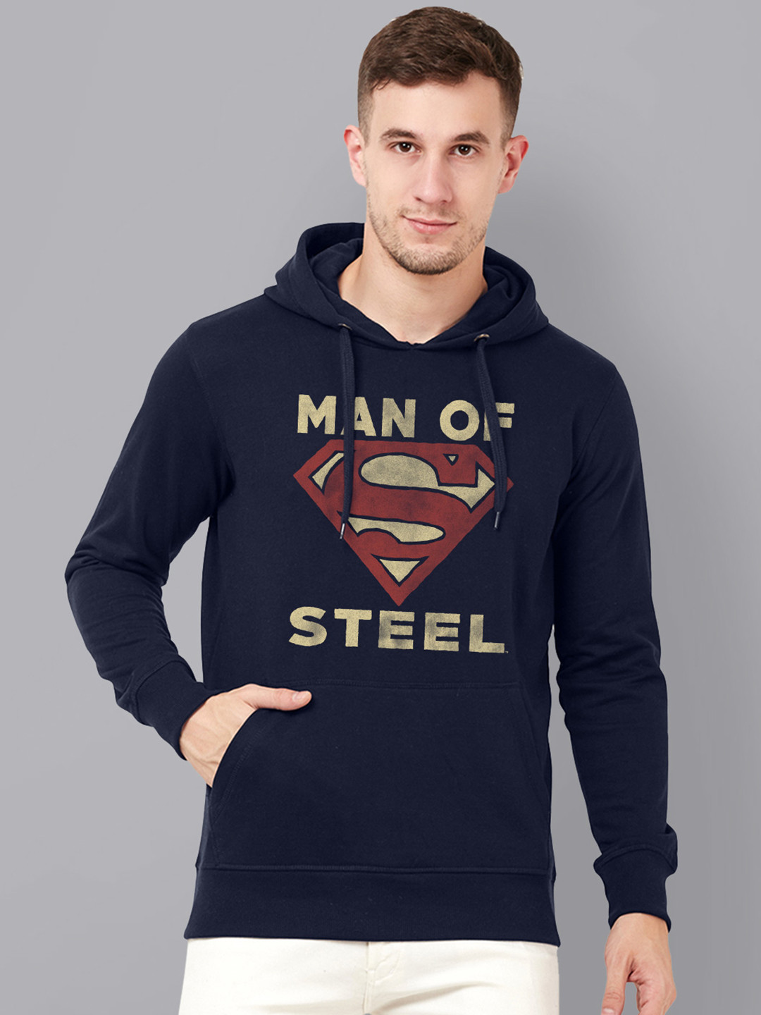 

Free Authority Men Navy Blue Superman Printed Hooded Sweatshirt