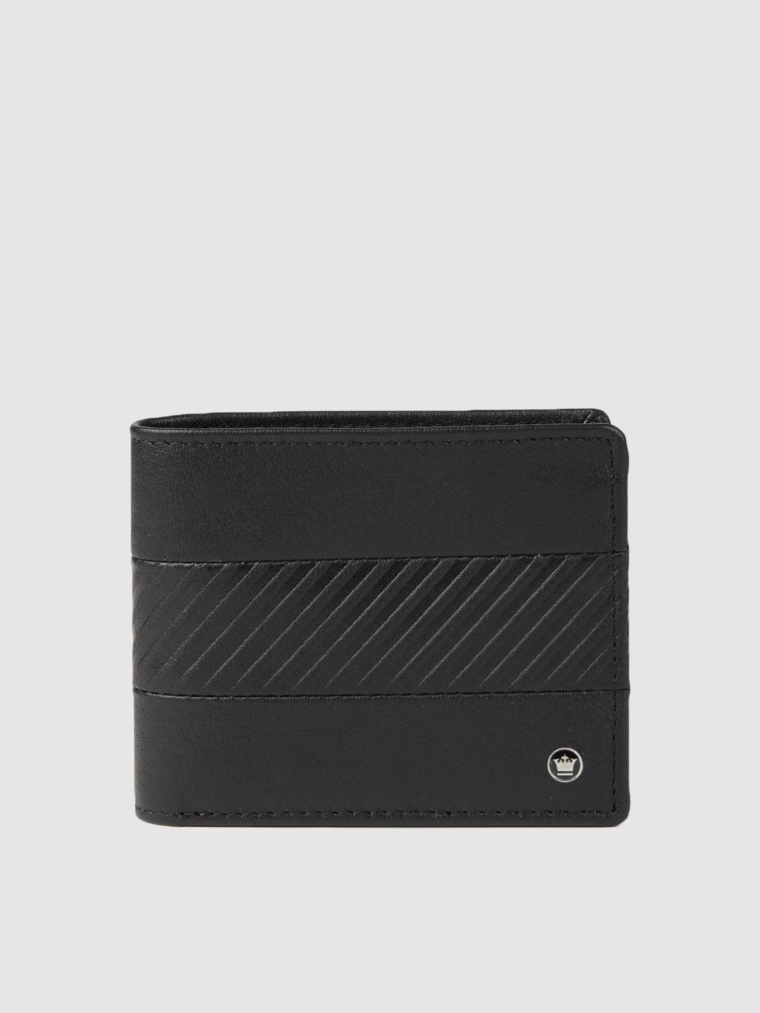 

Louis Philippe Men Black Textured Leather Two Fold Wallet