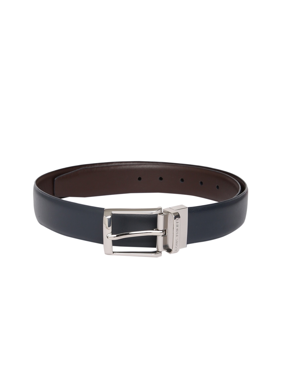 

Louis Philippe Men Navy Blue & Brown Solid Reversible Leather Belt