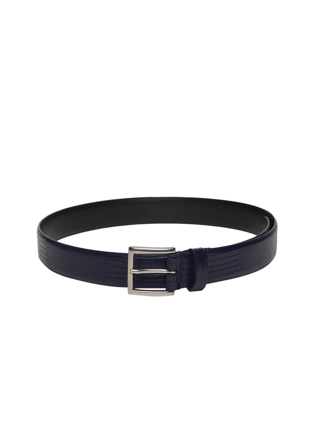

Louis Philippe Men Navy Blue Textured Leather Belt