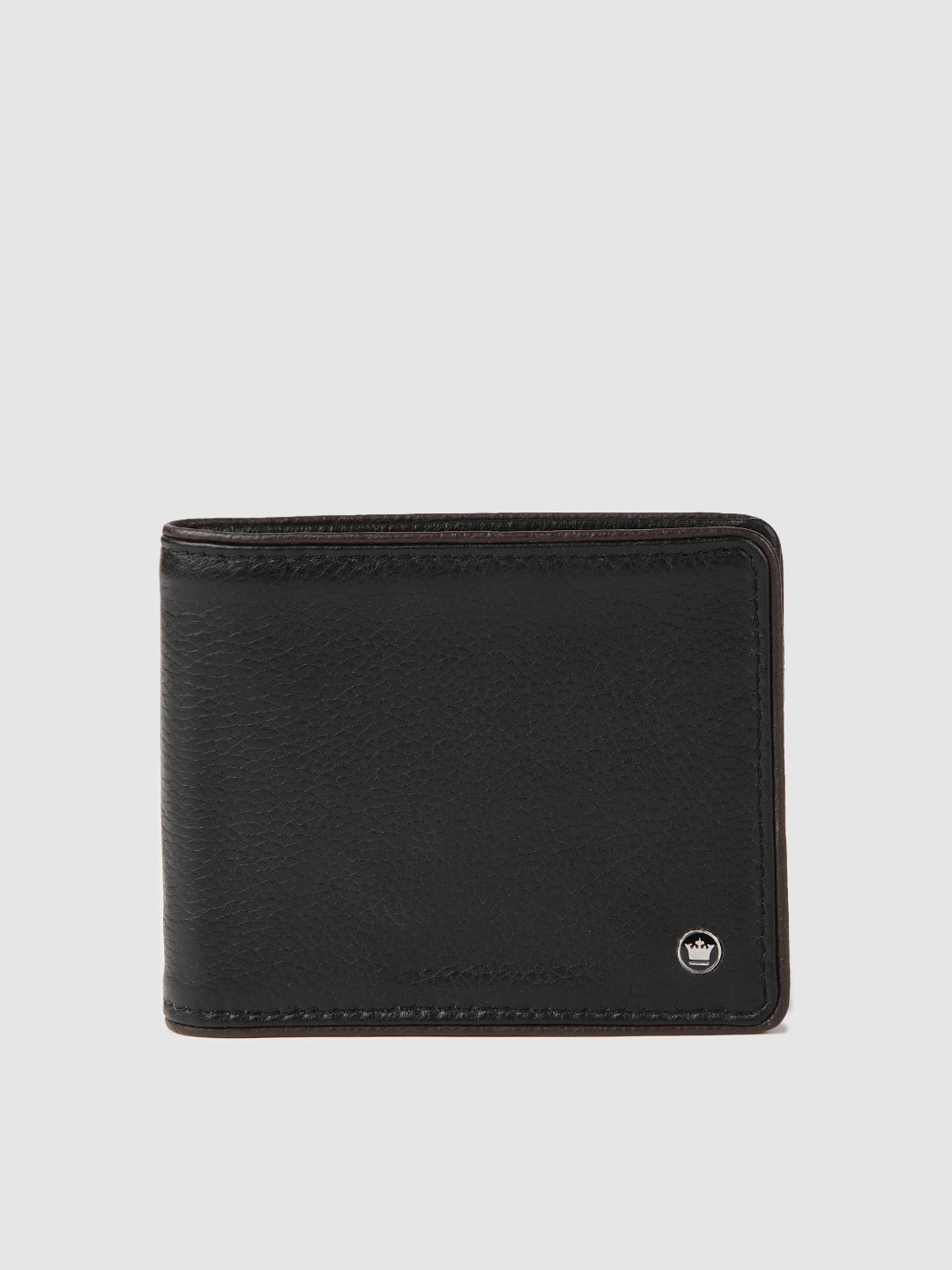 

Louis Philippe Men Black Solid Two Fold Leather Wallet